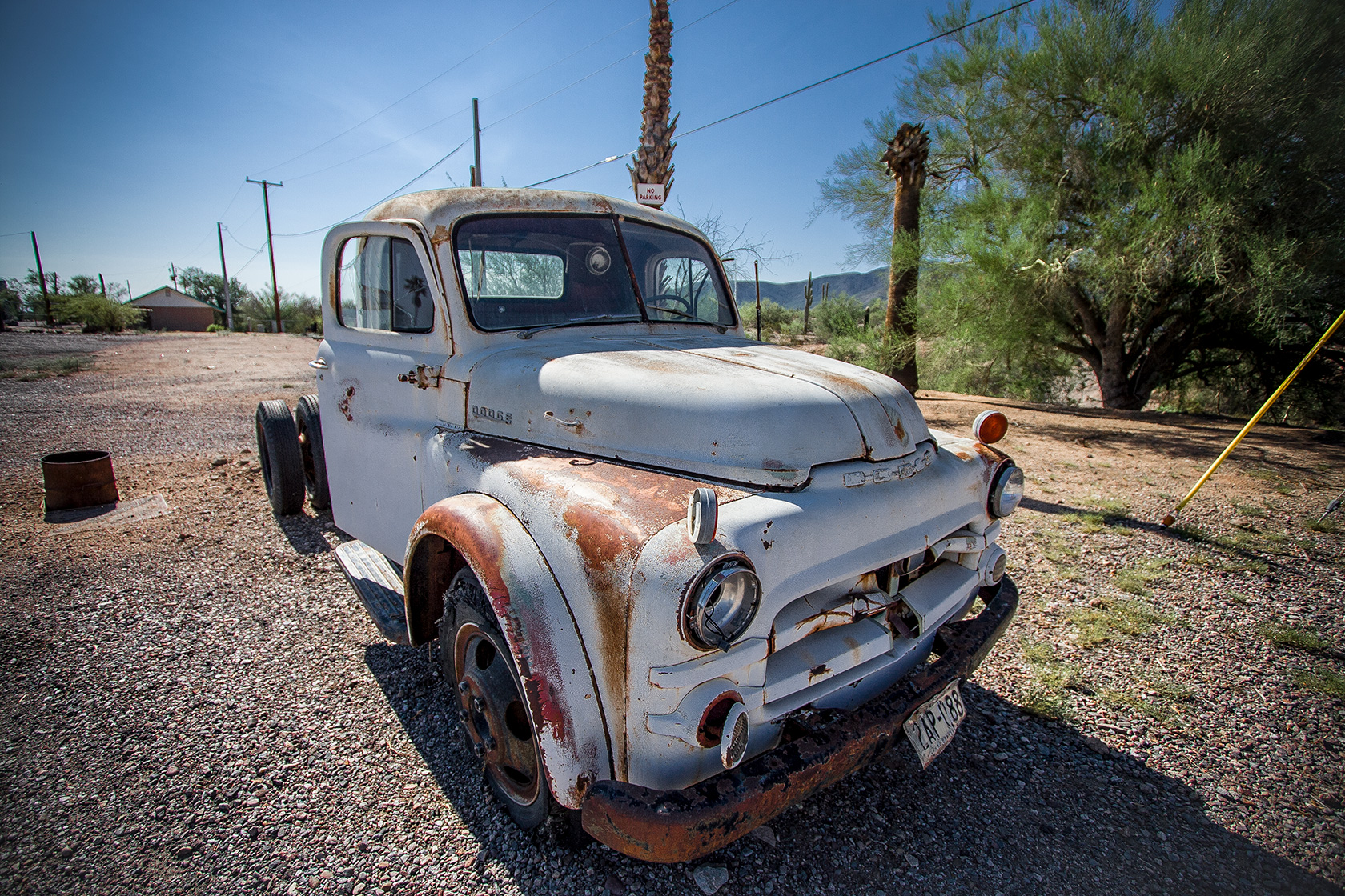 Abandoned truck in an abandoned desert village